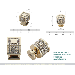 Núm tay nắm tủ đính đá kim cương CH8311